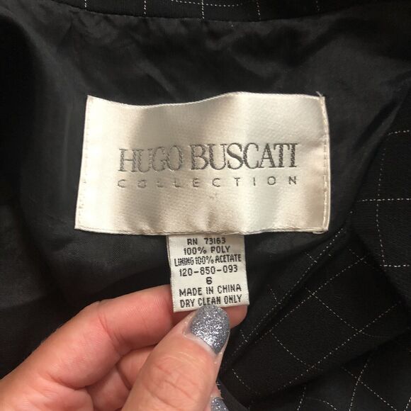 HUGO Buscati Windowpane Grid Sleeveless Blazer Dress Black Size 6 - Picture 8 of 8
